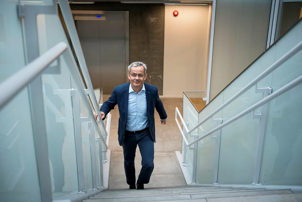 Administrerende direktør i Egmont Espen Asheim er strålende fornøyd med 200 millioner i pluss, selv om det er noe mindre enn i 2015. Foto: Skjalg Bøhmer Vold