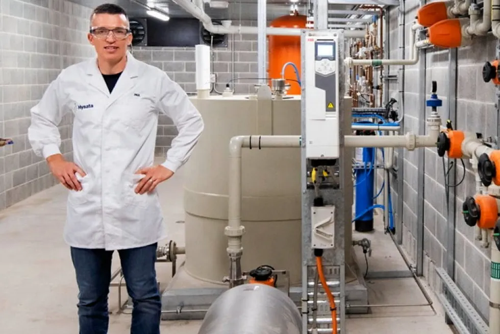 Hysata CEO Paul Barrett pictured in a company laboratory.