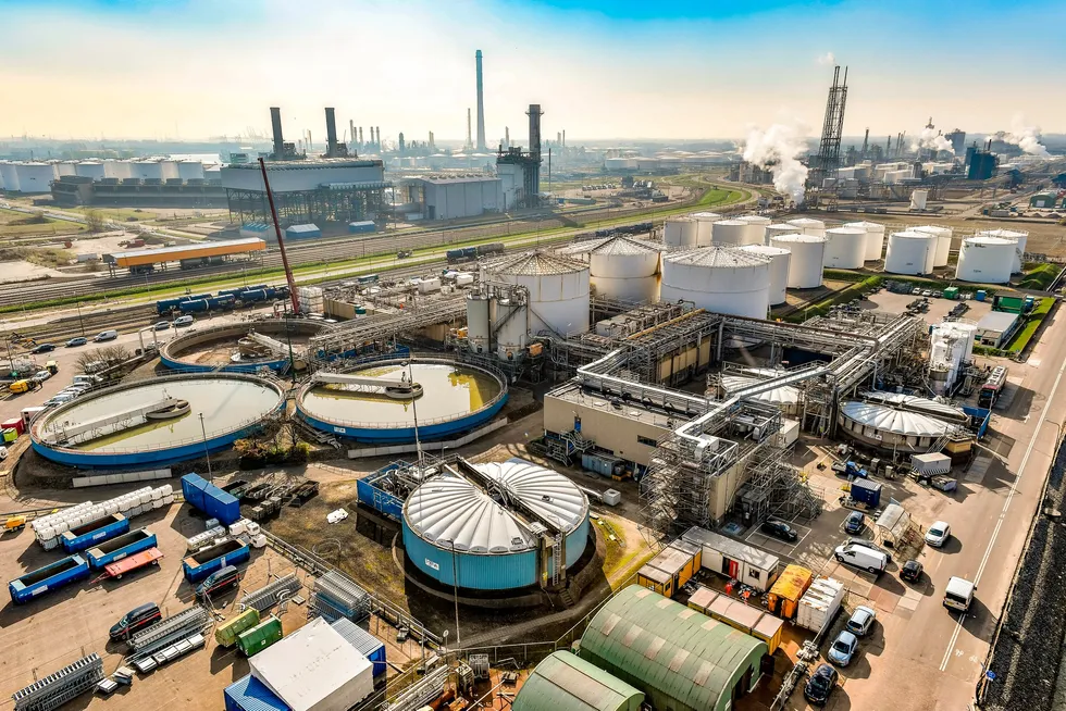 An aerial view of Shell's Pernis refinery, which will be supplied with green hydrogen via the 200MW Holland Hydrogen 1 project