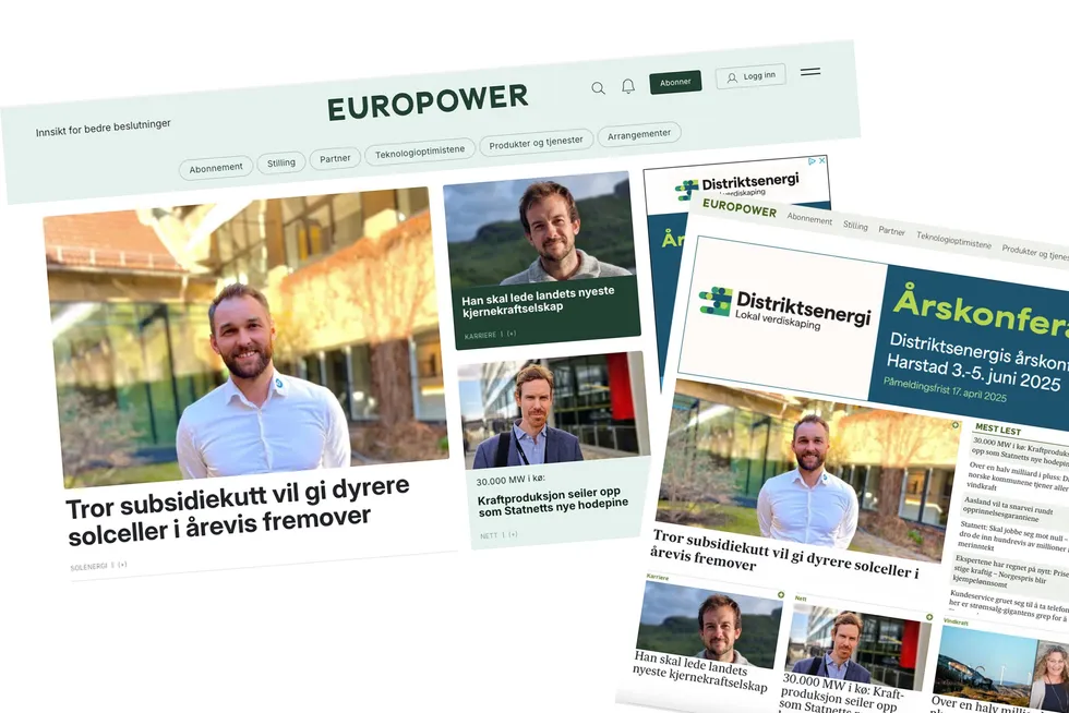 Europowers nye forside til venstre og gammel forside til høyre.