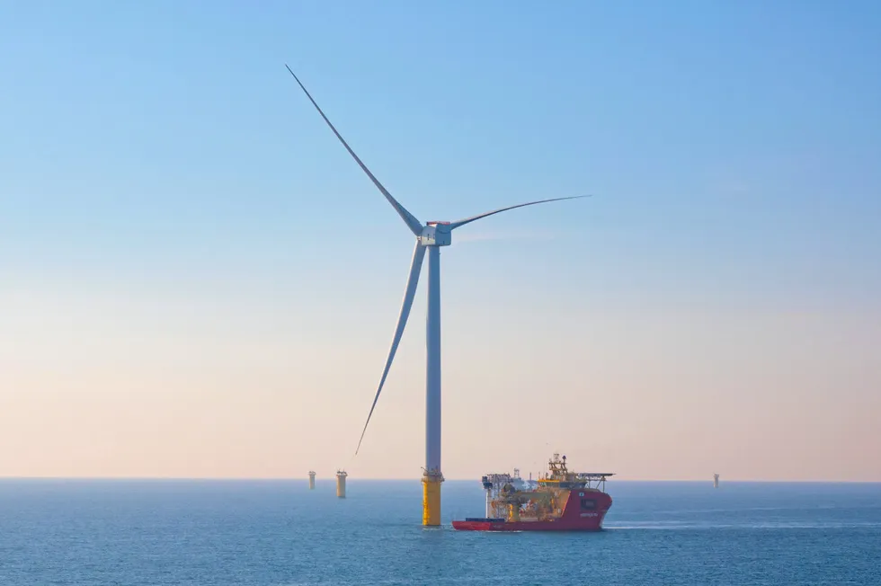 A GE Haliade-X turbine at Dogger Bank off the UK.