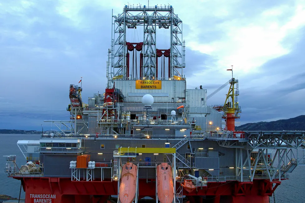 En route: the Transocean Barents semisub