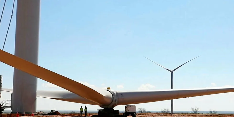 GE turbines being installed at a NextEra wind farm.