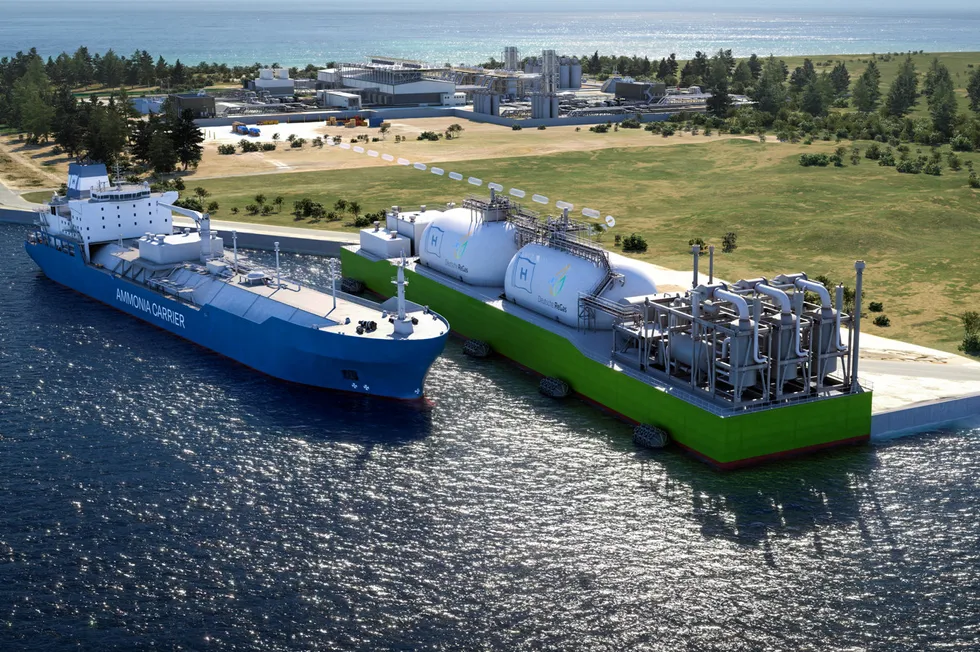 Hoegh LNG's planned floating ammonia cracker, which could be delivering hydrogen into the German grid for Deutsche Regas by 2026 after the two companies signed a memorandum of understanding.