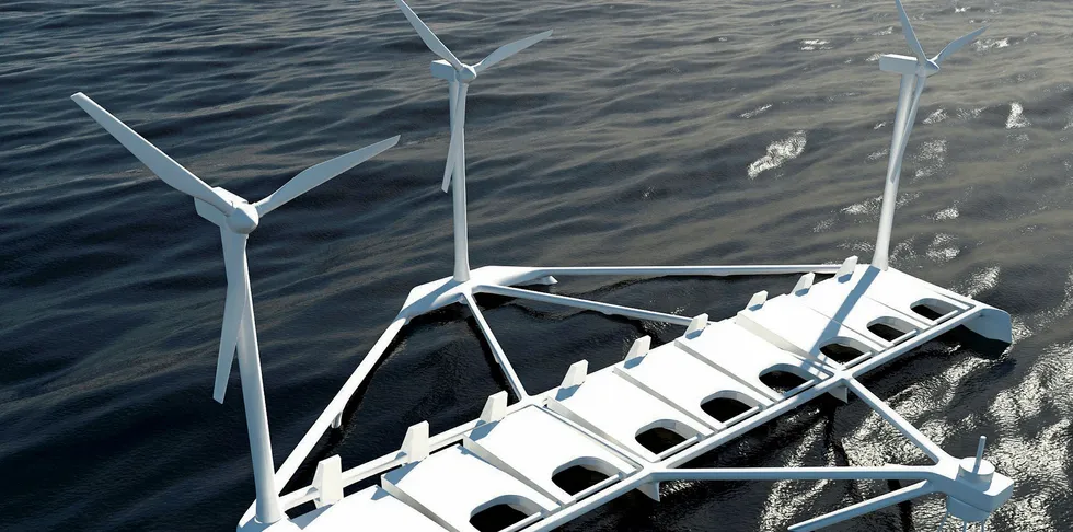 CGI of FPP's floating wind-wave power concept, which DP Energy has been exploring for projects off Scotland and Wales