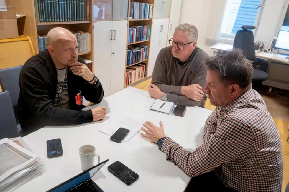 Joachim Garis i møte med Terje Hernes Pettersen og Jan Erik Lundby i Sjømannsforbundet.