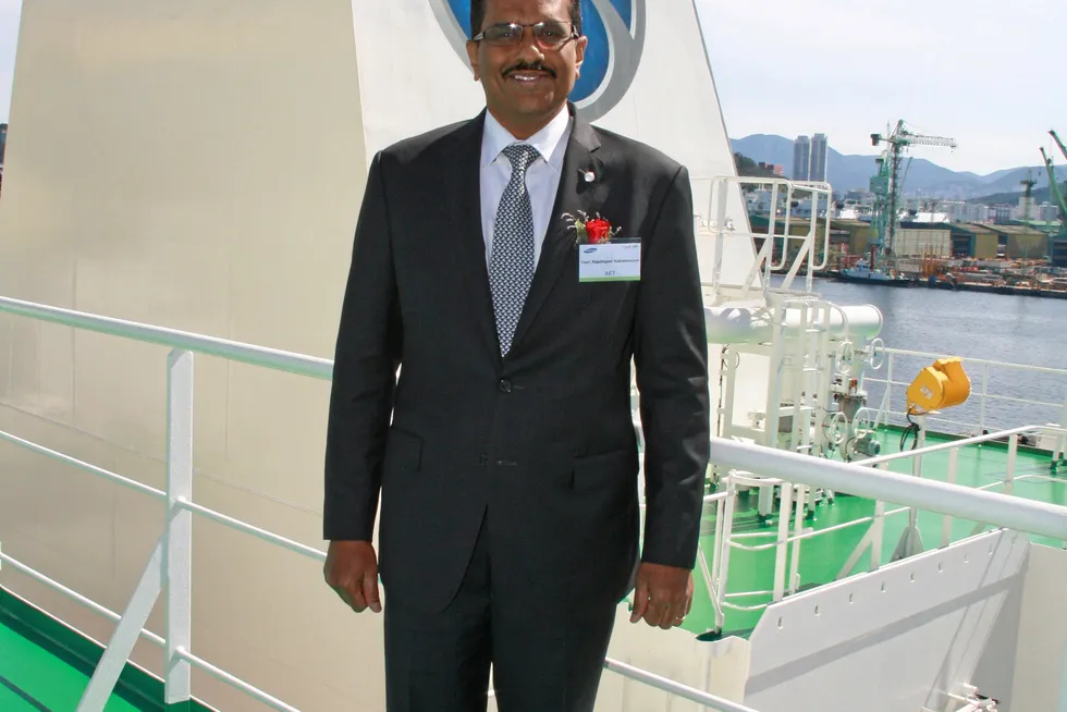 Onboard: MISC chief executive Rajalingam Subramaniam, on AET's Aframax tanker Eagle Brasilia.