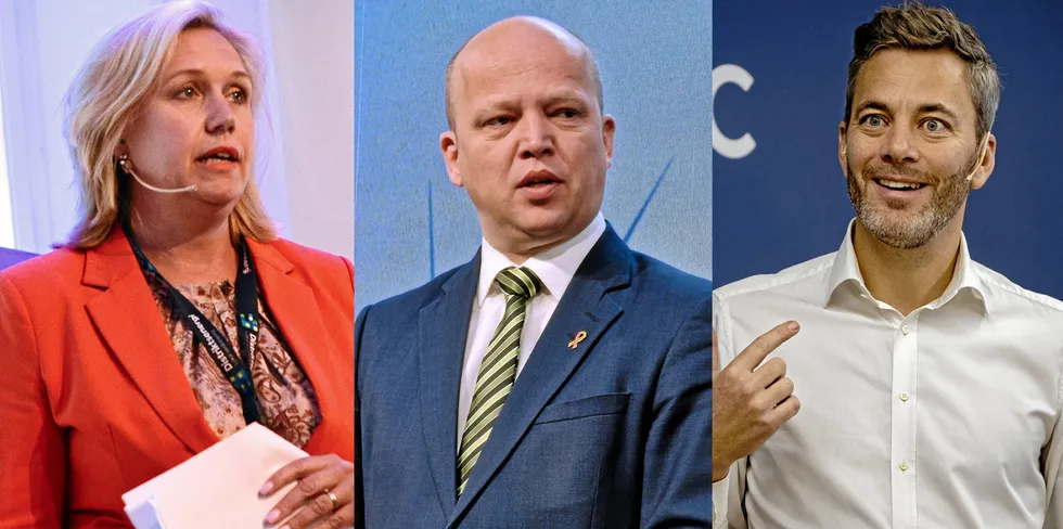 . Trine Kopstad Berentsen i Solenergiklyngen og Andreas Thorsheim i Otovo jubler over at finansminister Trygve Slagsvold Vedum fredag ettermiddag varslet nye skatteregler for salg av overskuddsstrøm fra private solanlegg.