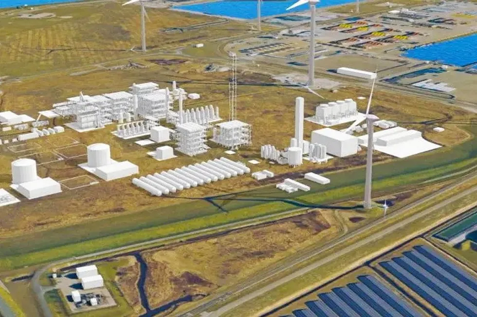 Projection of Equinor and Linde's H2M Eemshaven blue hydrogen project.