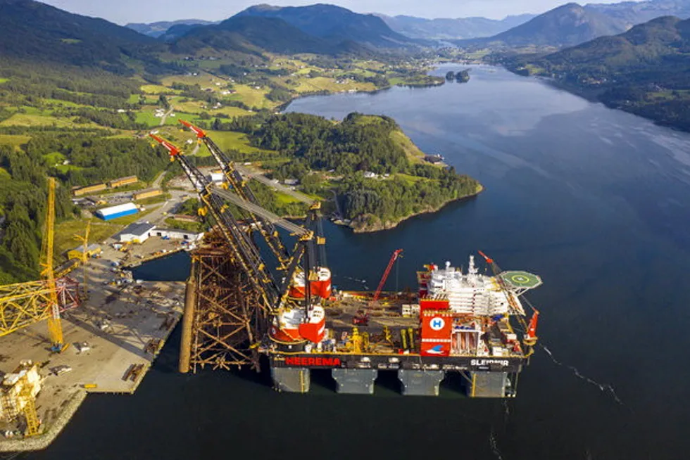 Heavyweight: Heerema’s semi-submersible crane vessel Sleipnir on a previous lifting assignment