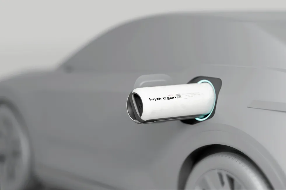 A promotional image of Toyota's new hydrogen cartridge.