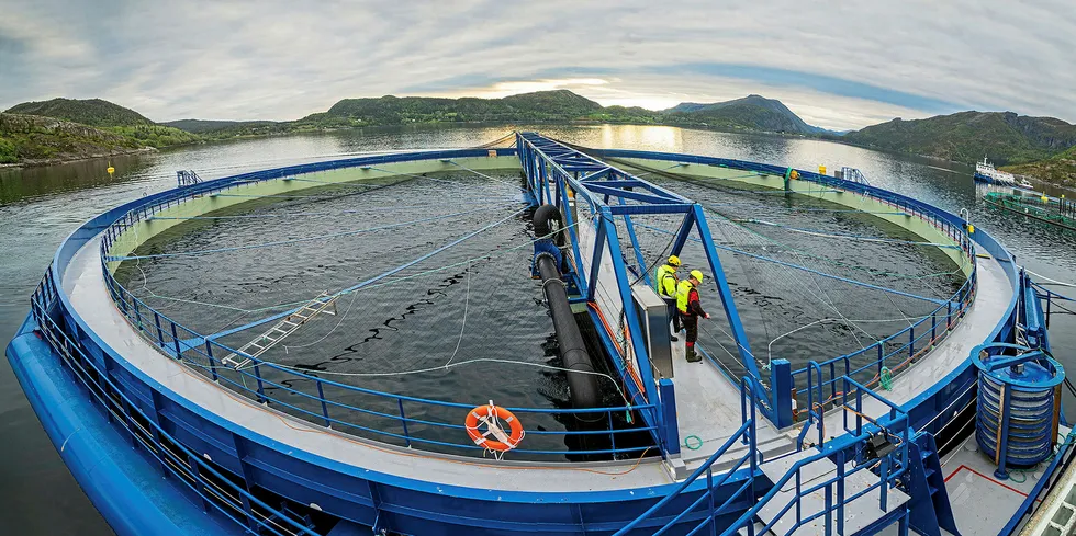 Illustrasjonsfoto: Aquatraz-merden til Midt-Norsk Havbruk, en semilukket stålmerd.