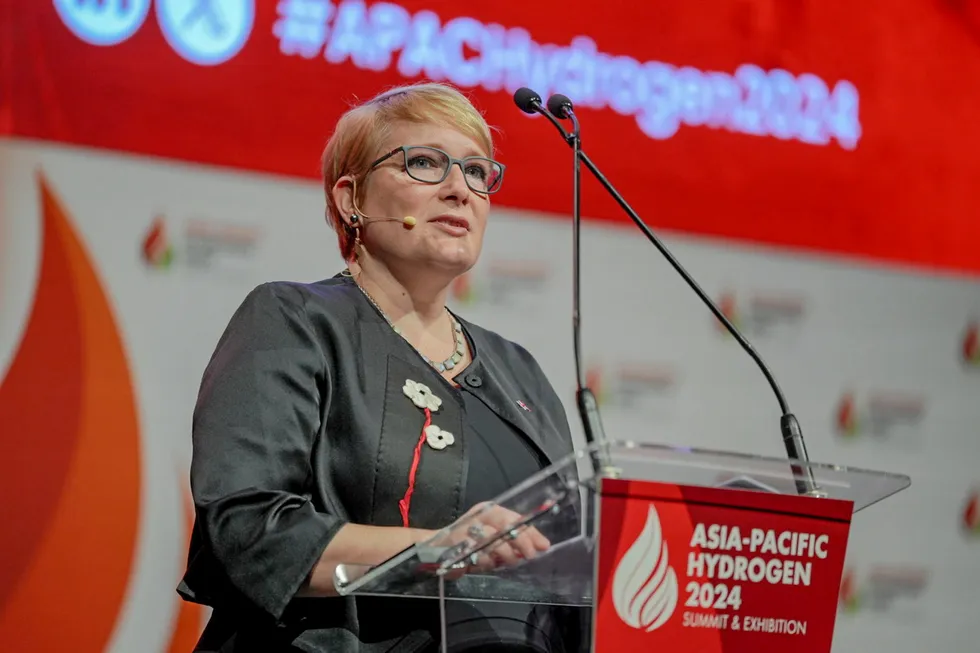 Fiona Simon, CEO of the Australian Hydrogen Council, giving the opening speech at the Asia-Pacific Hydrogen Summit in Brisbane last year.