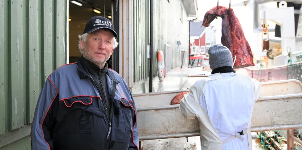 Skipper Bjørn Rikard Andersen og mannskapet på «Reinebuen» leverte 40 tonn hval i Svolvær onsdag.