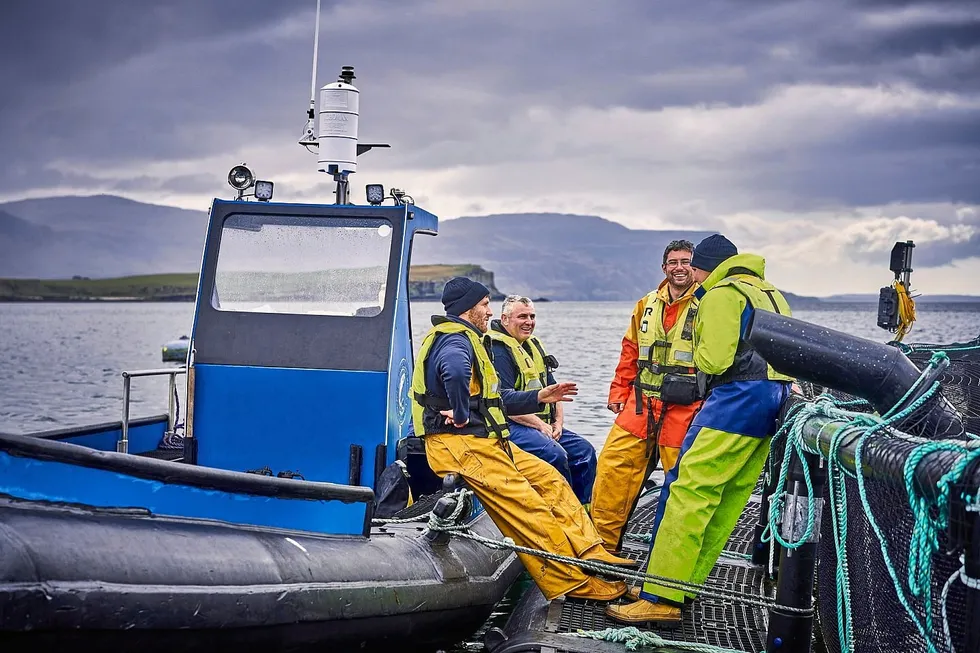 Workers at Bakkafrost Scotland share a laugh. Can the industry put on a happy face for the public?