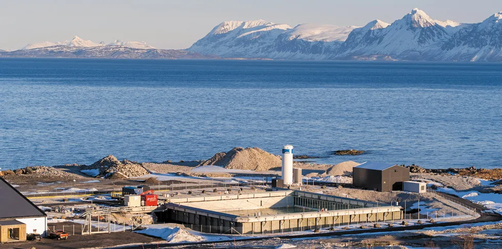 Andfjord Salmons første basseng på lokaliteten Kvalnes på Andøya i Nordland.