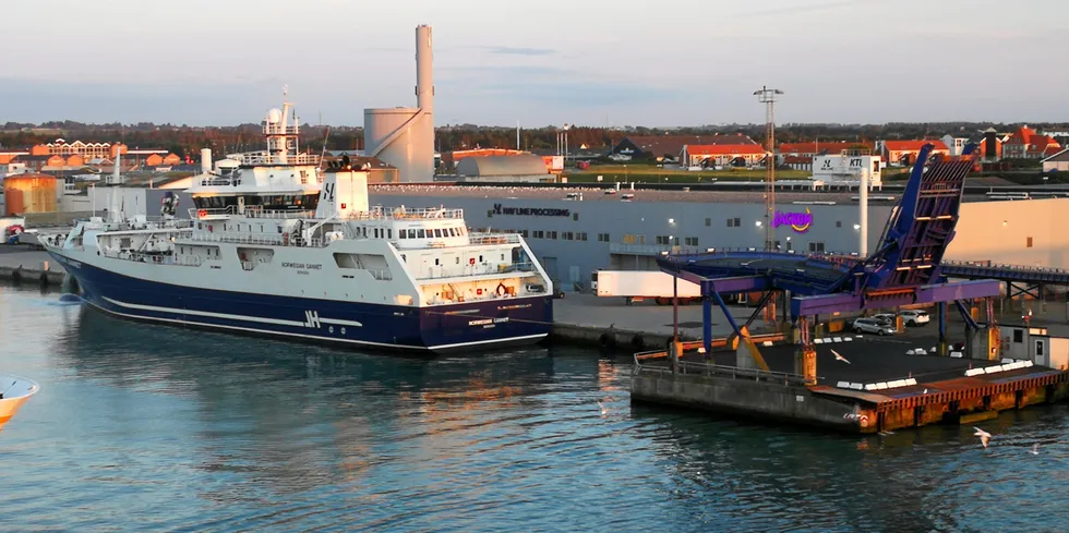 «Norwegian Gannet» ved havn i Hirtshals