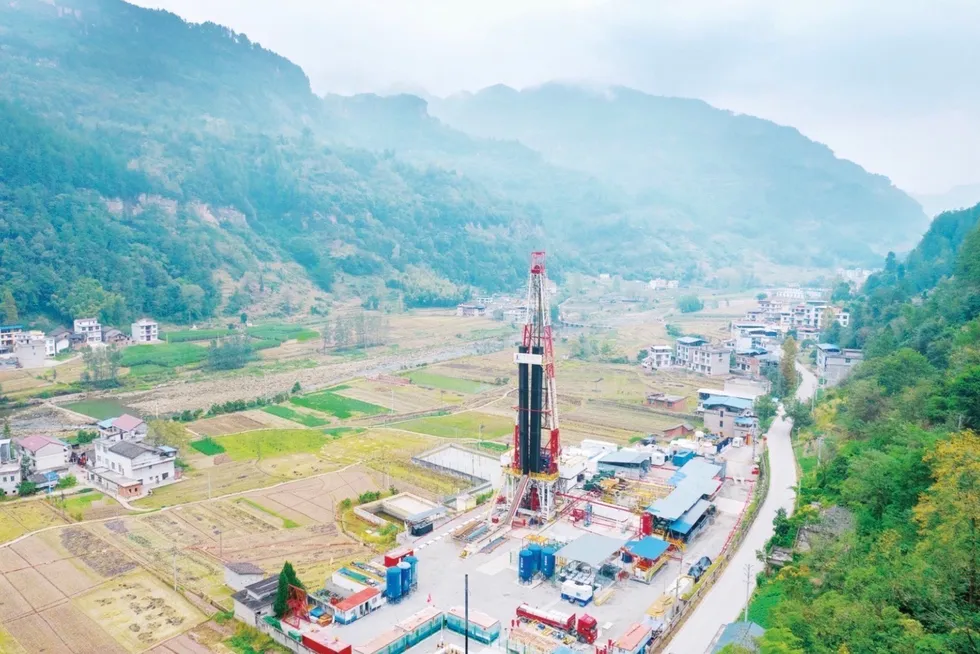 A well pad at Sinopec's Hongxin-Lichuan shale gas field in Hubei province, China.