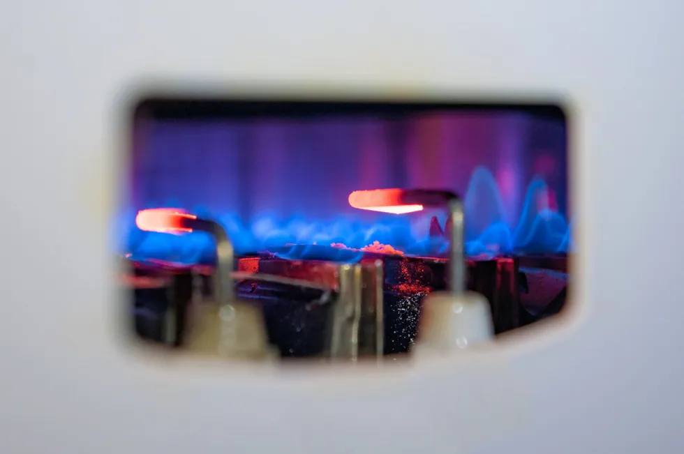 A look inside a domestic gas boiler.