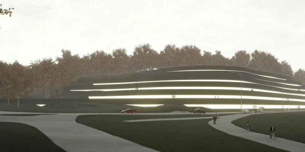 Stilfullt datasenter: Åsgård datasenter er designet av Griff Arkitektur i Fredrikstad. Initiativtagerne har vært opptatt av en tiltalende design på bygget, som blir det første datasenteret som ikke er direkte knyttet til kraftnettet.