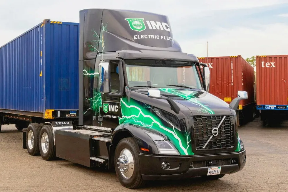 A truck in IMC's electric fleet.