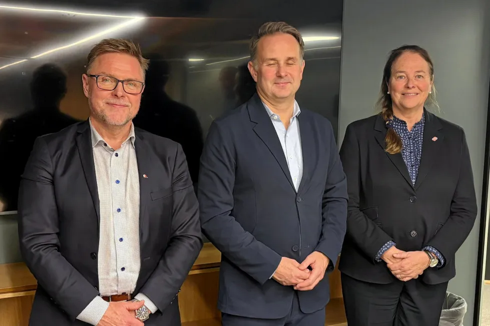 Administrerende direktør i Kystrederiene Tor Arne Borge, Riksmekler Mats Wilhelm Ruland og administrerende direktør Hege-Merethe Bengtsson fra Det Norske Maskinistforbund.