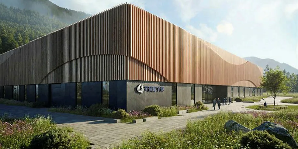 Freyr planlegger en kombinert 32+2 GWh litiumbasert batterifabrikk og en 600 MW vindmøllepark i kommunene Rana og Nesna i Nordland. Nå har de undertegnet avtale med Elkem om langsiktig forsyning av batterimaterialer for produksjon av battericeller