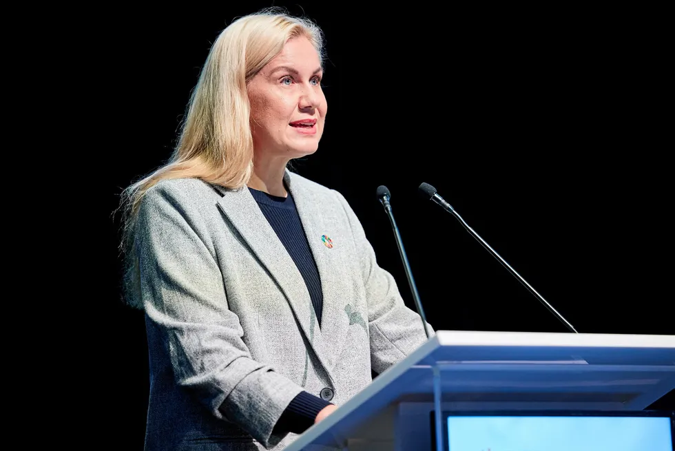 Kadri Simson, European Commissioner for Energy, speaking at a PCI Day event in Brussels.