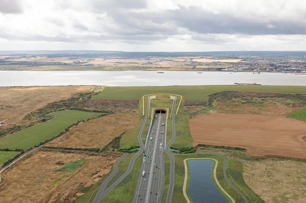 A rendering of the north tunnel at the planned Lower Thames Crossing.