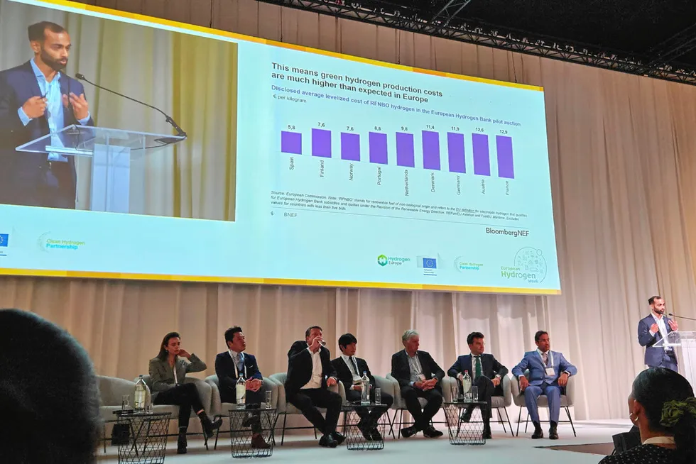 Adithya Bhashyam speaking at European Hydrogen Week in Brussels yesterday.