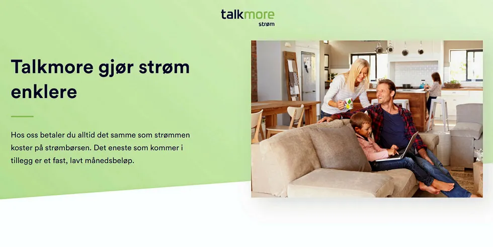 Slik presenterer Talkmore strømavtalene sin på nett. Satsingen startet i dag.