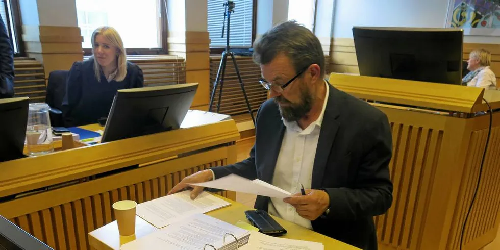 PARTSINNLEGG: Kommunikasjonssjef Frode Reppe i NSL gir tirsdag sitt partsinnlegg i Sør-Trøndelag tingrett i arbeidsrettssaken der Reppe fikk sparken av NSL i fjor høst.Foto: Agnar Berg