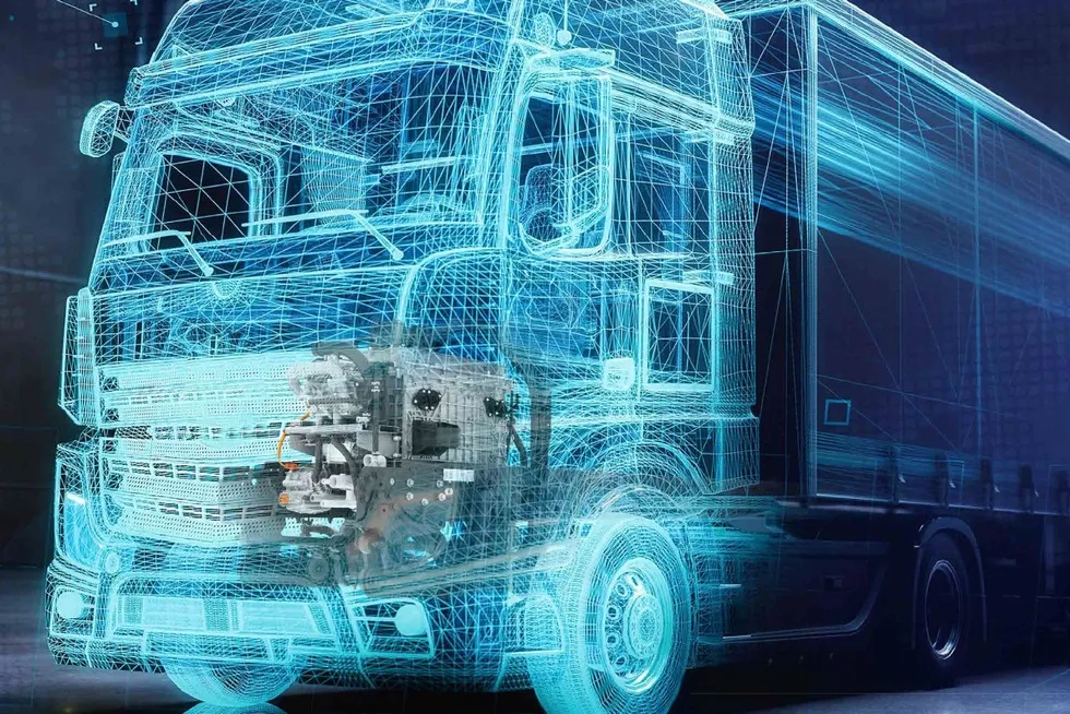 A promotional image of Toyota's new fuel cell system.