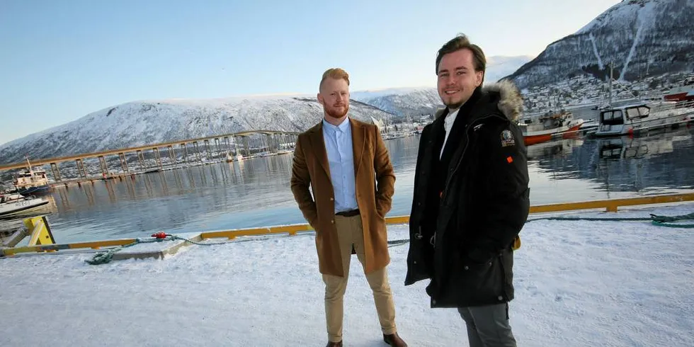SIKTER HØYT: Studentene f.v. Ole Troland og Ådne Leistad vil gjøre en forskjell i sjømatnæringa. Foto: Arne Fenstad