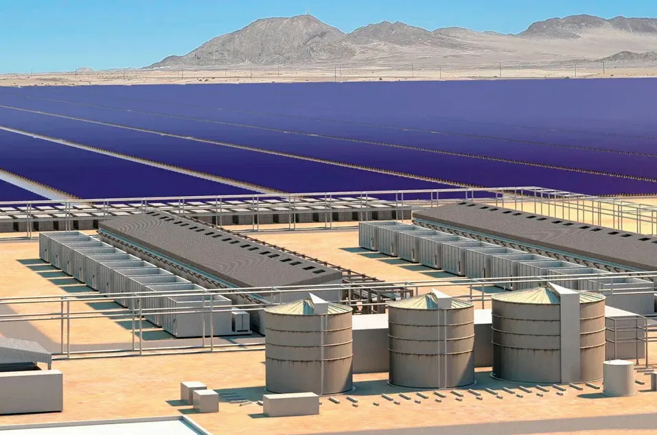 A computer-generated image of the proposed PV2Fuel project.