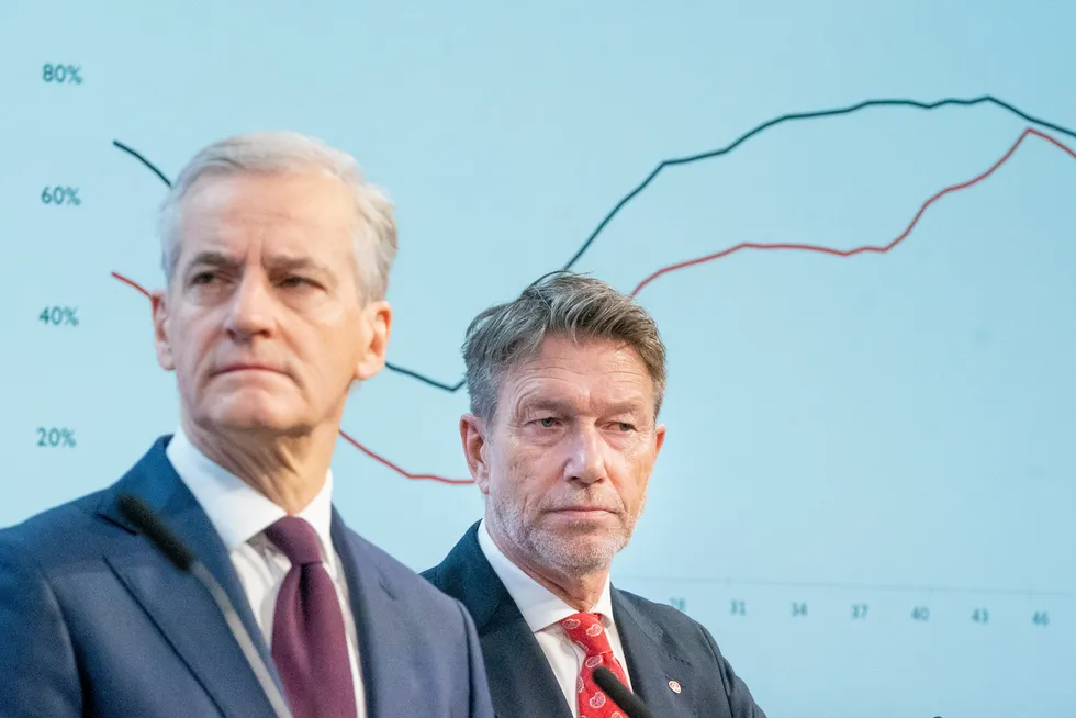 Statsminister Jonas Gahr Støre og olje- og energiminister Terje Aasland la frem strømstøtteordning 2.0 onsdag kveld.