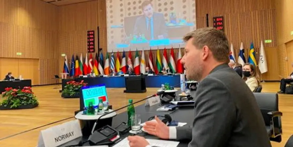 Statssekretær Kjartan Alexander Lunde (V), representerte Norge på ministermøtet i Slovenia.