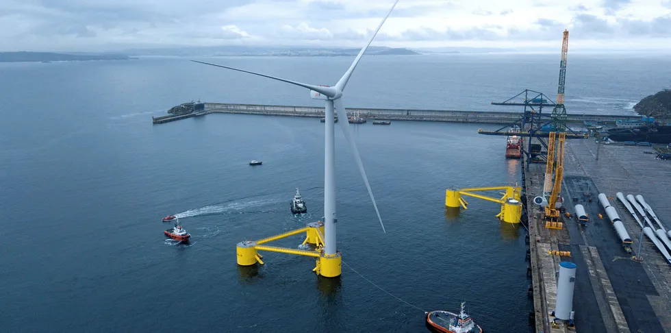 The pioneering WindFloat Atlantic during towout.