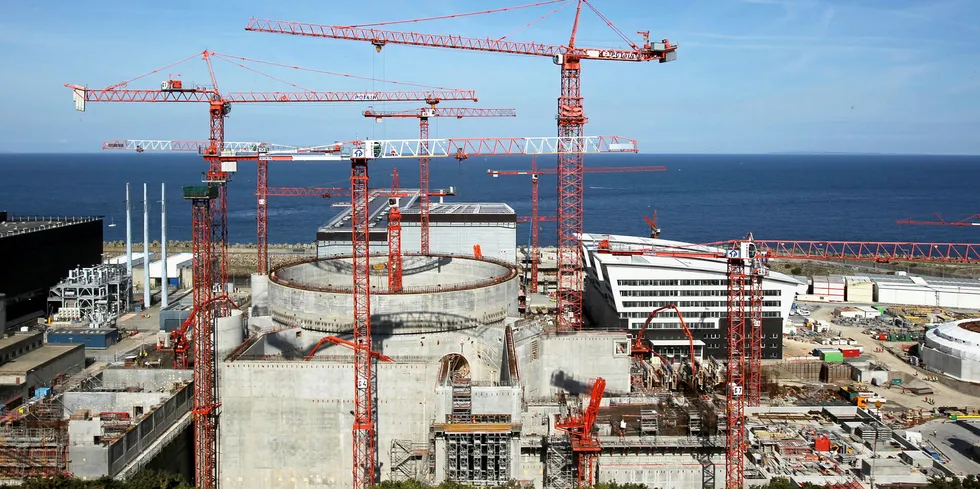 Construction site of European Pressurised Water nuclear reactor in Flamanville, France