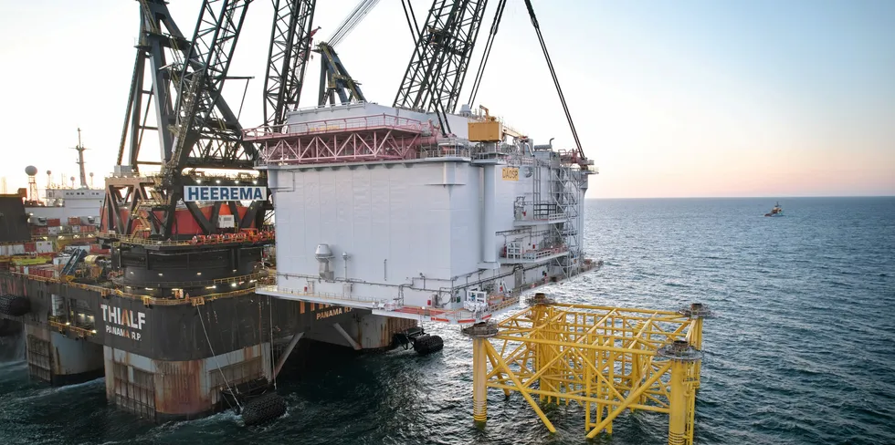 HVDC-plattformen på Dogger Bank A på britisk sokkel.