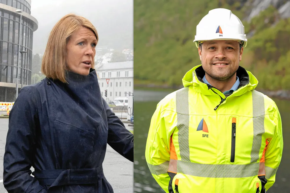 To konsernsjefar er grunnleggjande usamde om tal: Eviny-sjef Ragnhild Fresvik og SFE-sjef Knut Arild Flatjord.
