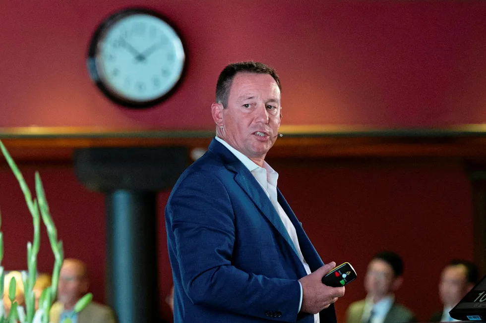 Transocean's chief operating officer Keelan Adamson at the Pareto conference 2023