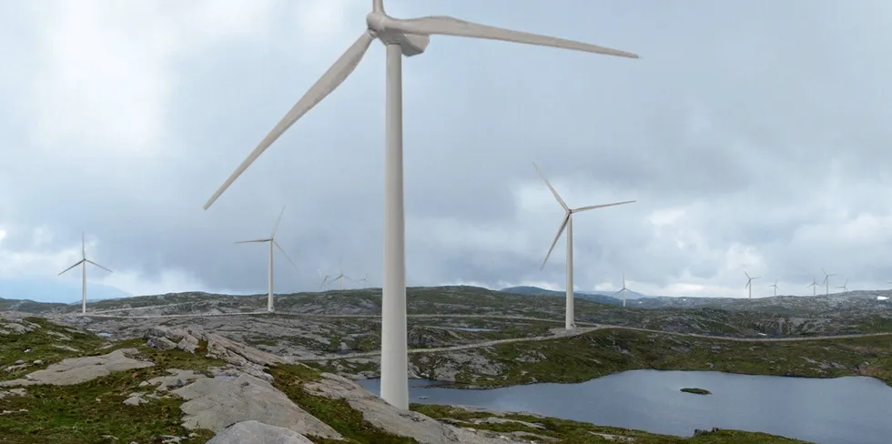 En visualisering av hvordan vindkraftverket på Dalsbotnfjellet kunne sett ut.