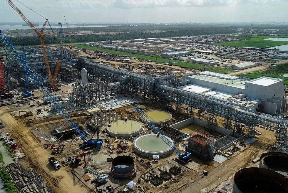 The blue hydrogen facility under construction in Beaumont, Texas, which OCI recently sold to Woodside Energy.