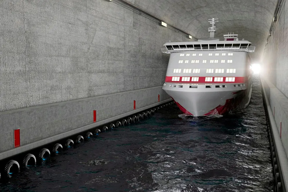 Stad skipstunnel skal dimensjoneres for å kunne sende røslige hurtigruteskip gjennom fjellet.