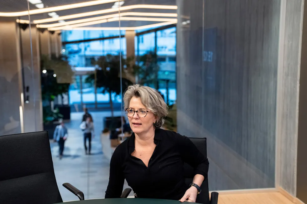 Sparebank 1-gruppen, der Sparebank 1 SR-Bank eier knappe 20 prosent, måtte i vinter ta en avskrivning på 769 millioner kroner på Kredinor. Her konsernsjef Benedicte Schilbred Fasmer i SR-Bank.