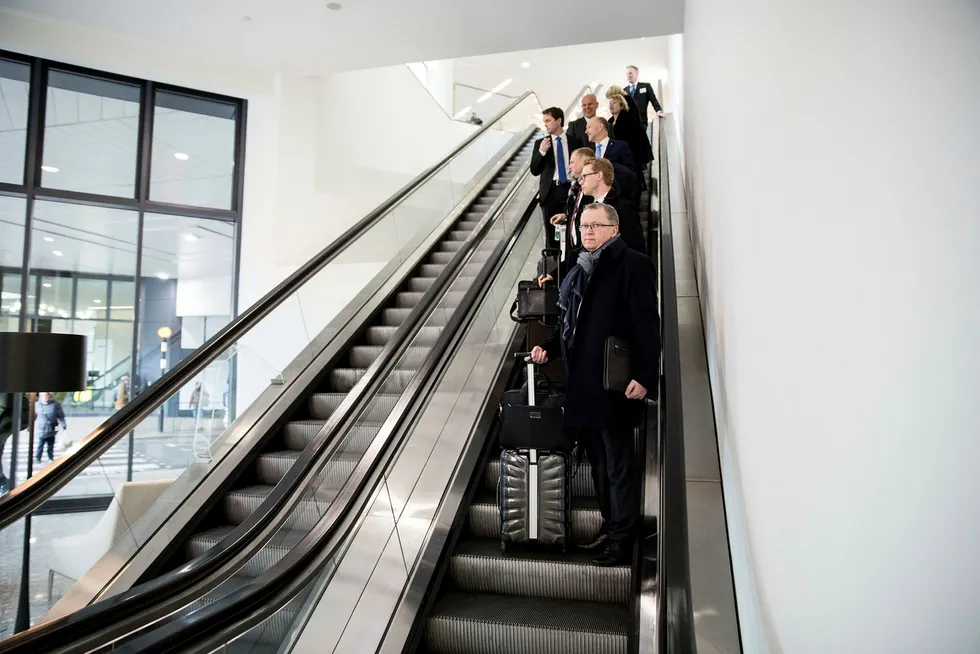 Eldar Sætre konsernsjef i Statoil, på pressekonferansen og kapitalmarkedsdagen de har i London. Foto: Per Thrana