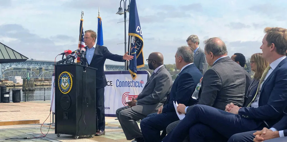 Gov. Ned Lamont at the Port of New London.