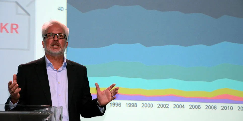 Finn Bjørn Ruyter, konsernsjef Hafslund Eco, var en av flere som NVEs Energidager oppfordret til raskere konsesjonsprosesser for nettutbygging. Foto: NVE