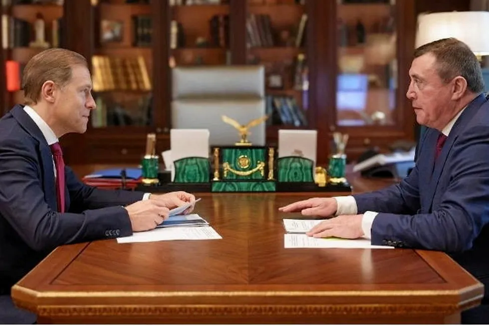Deputy prime minister and federal minister of industry and trade Denis Manturov and Sakhalin regional governor Valery Limarenko